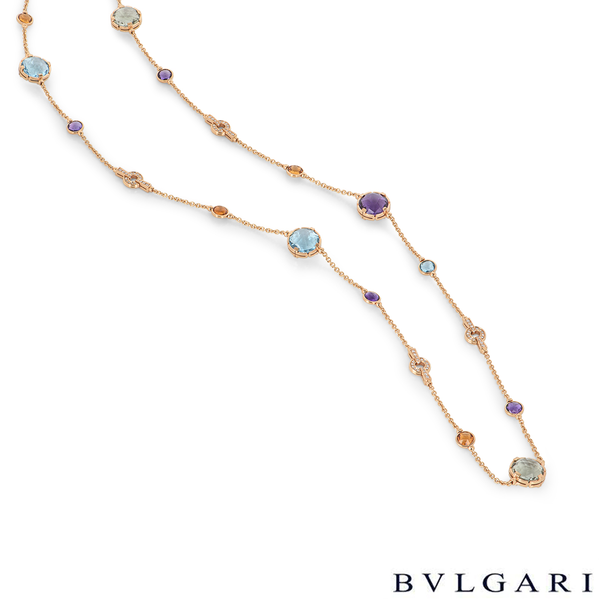 Bvlgari Rose Gold Parentesi Cocktail Diamond & Multi-Gem Necklace 344852